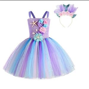 Girls mermaid costume with headband crown